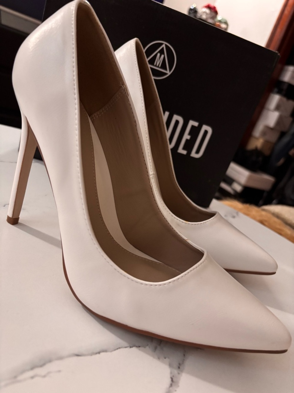 Missguided White Stiletto Heels
